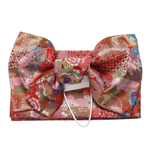 CAMDOM Japanese Traditional Kimono Pre-tied Bow Sakura Obi Belt Sash Yukata Robe Accessories
