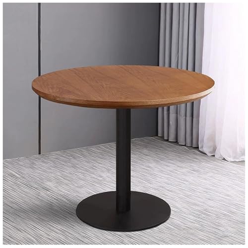 Mesa de comedor redonda de nogal moderna de mediados de siglo para 4 a 6 pulgadas de grosor, parte superior de madera de 0.4 pulgadas y base de metal resistente, mesa de pub elegante (80 x 80 x 75 cm