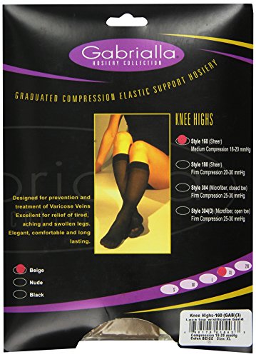 Image of GABRIALLA Sheer Graduated Compression Knee High Stockings 3 Pack (20-22 mmHg) H-160: X-Large Beige