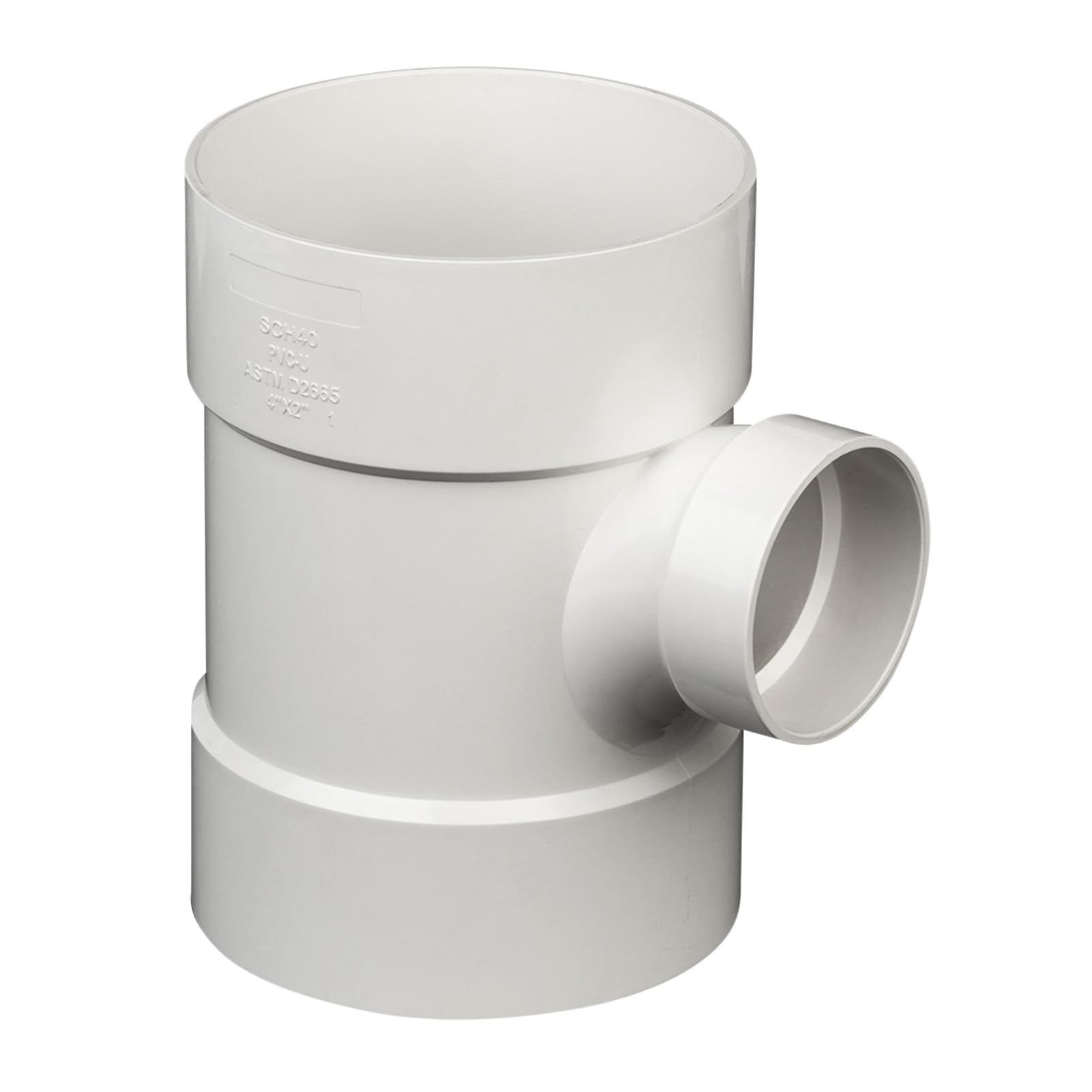 Reductor de residuos sanitarios de PVC DWV de 4 x 4 x 2 pulgadas, color blanco | Accesorios de tubería de PVC de ventilación para tuberías de fontanería