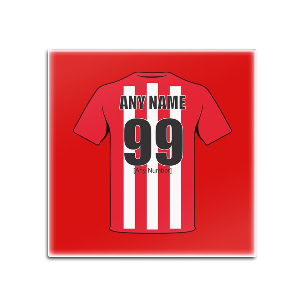 Unigift Red Personalised Gift - Sunderland Glass Square Coasters (Football Club Design Theme, Colour Options) - Any Name/Message On Your Unique Mat Pad - The Black Cats Afc