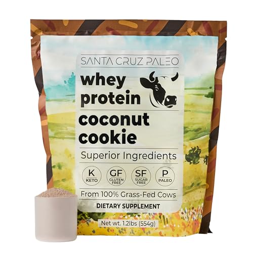 Santa Cruz Paleo Whey Protein Powder Coconut Cookie 20 G Grass Fed Whey Protein Isolate Per Serving Gluten Free Paleo & Keto Friendly No Sugar Added Protein Shake Mix 20 Servings 1.2 lb Bag