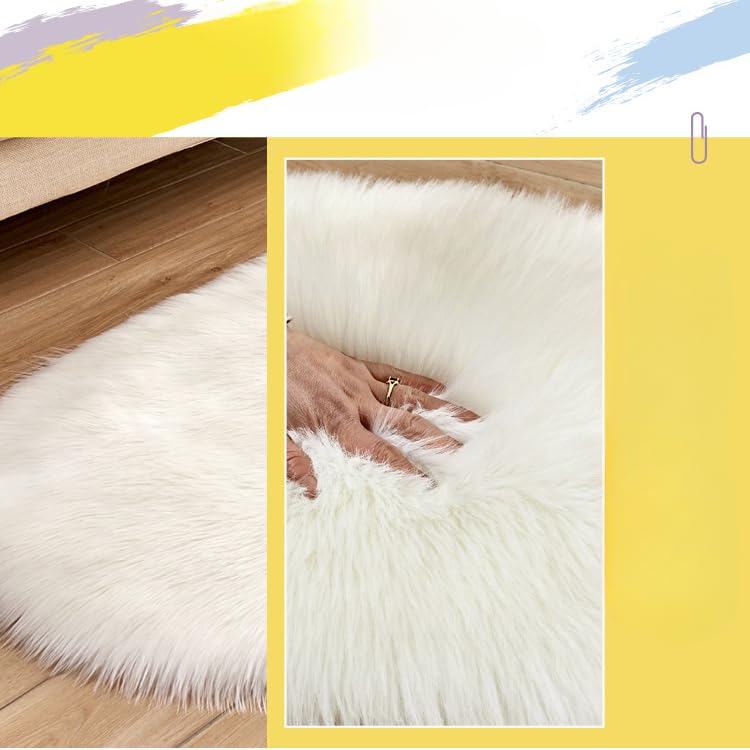 Coussin de chaise en fausse fourrure de mouton - Tapis décoratif en peau d'agneau blanc en fausse fourrure beige - 60 cm x 150 cm