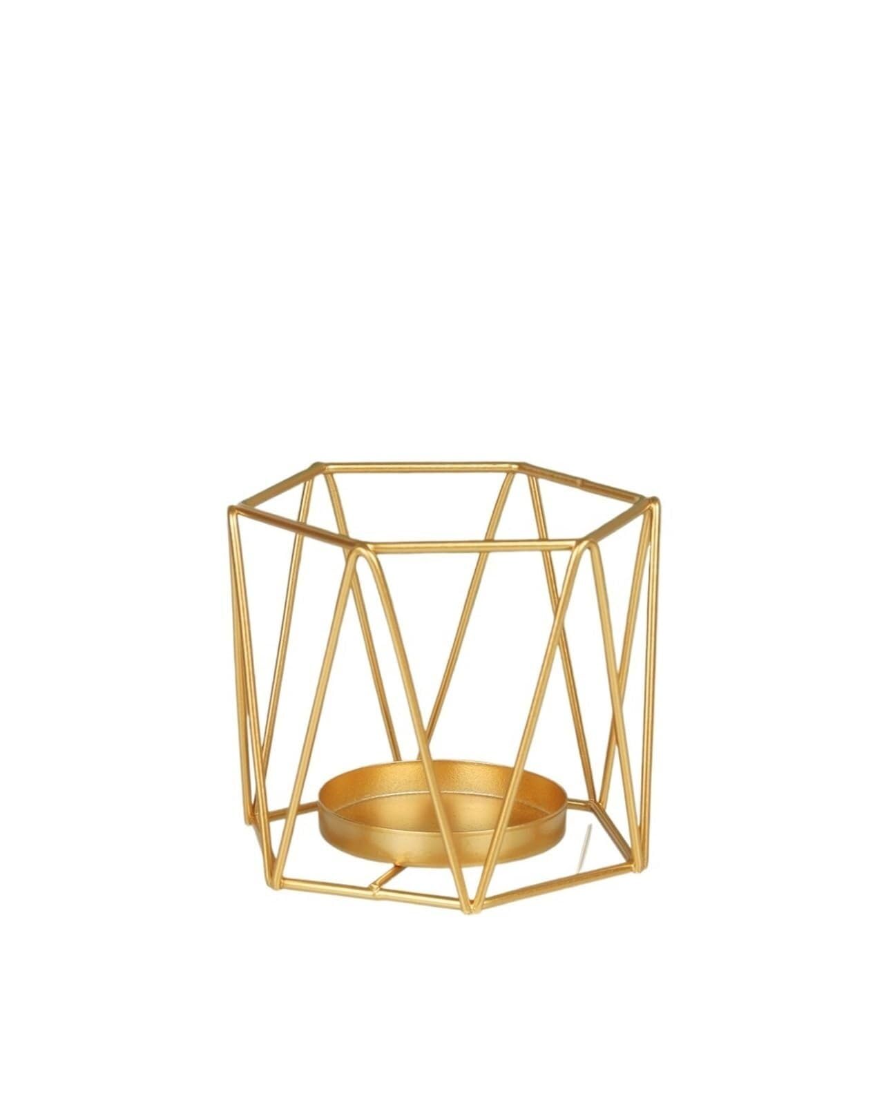 Candle Holders 2PCS Gold Iron Candlestick Creative Home Model Room Hollowed out Line Romantic Atmosphere Decoration(STYLE2)