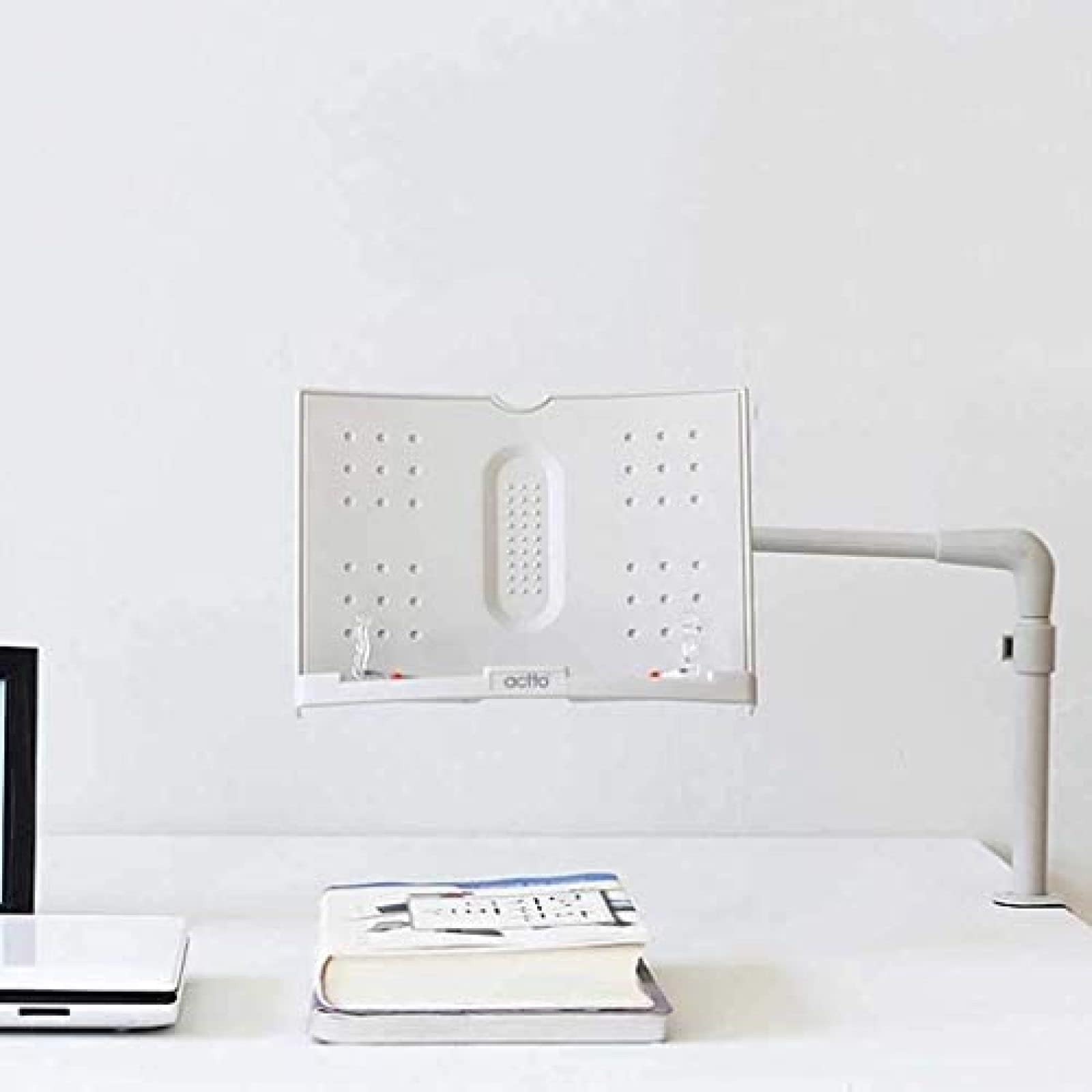 Supporto per Libri Supporto per Libri con Angolo e Lunghezza Regolabili, ruotabile a 360 Gradi - Leggio per Libri di Cucina, Cartella per Libri da Tavolo con Supporto per spartiti con Clip