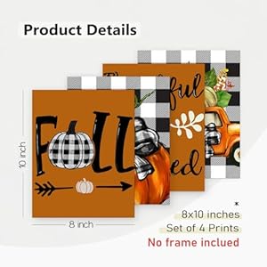 PLKMN Fall Wall Decor Set of 4, Fall Wall Art Prints 8x10, Thanksgiving Buffalo Check Pumpkin Truck Orange Decor, Fall Pictures Wall Decor for Home Gallery Bedroom (Unframed) PLKMN Fall Wall Decor Set of 4 Fall Wall Art Prints 8×10 Thanksgiving Buffalo Check Pumpkin Truck Orange Decor Fall Pictures Wall Decor for Home Gallery Bedroom Unframed