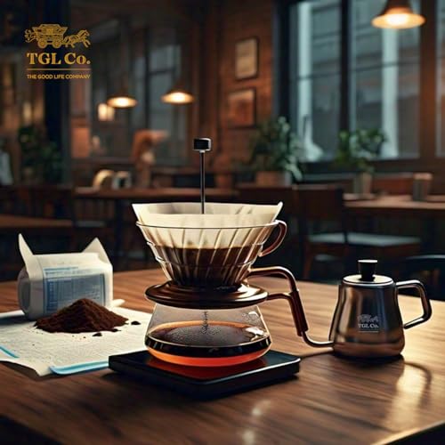 Image of TGL Co. V60 White Coffee Filter Papers Size 02 - 100 Count | Bleach-Free Cone-Shaped Paper Filters | Natural Paper Coffee Filter for Pour Over & Drip Coffee Maker Bleach-Free, Disposable, No Blowout
