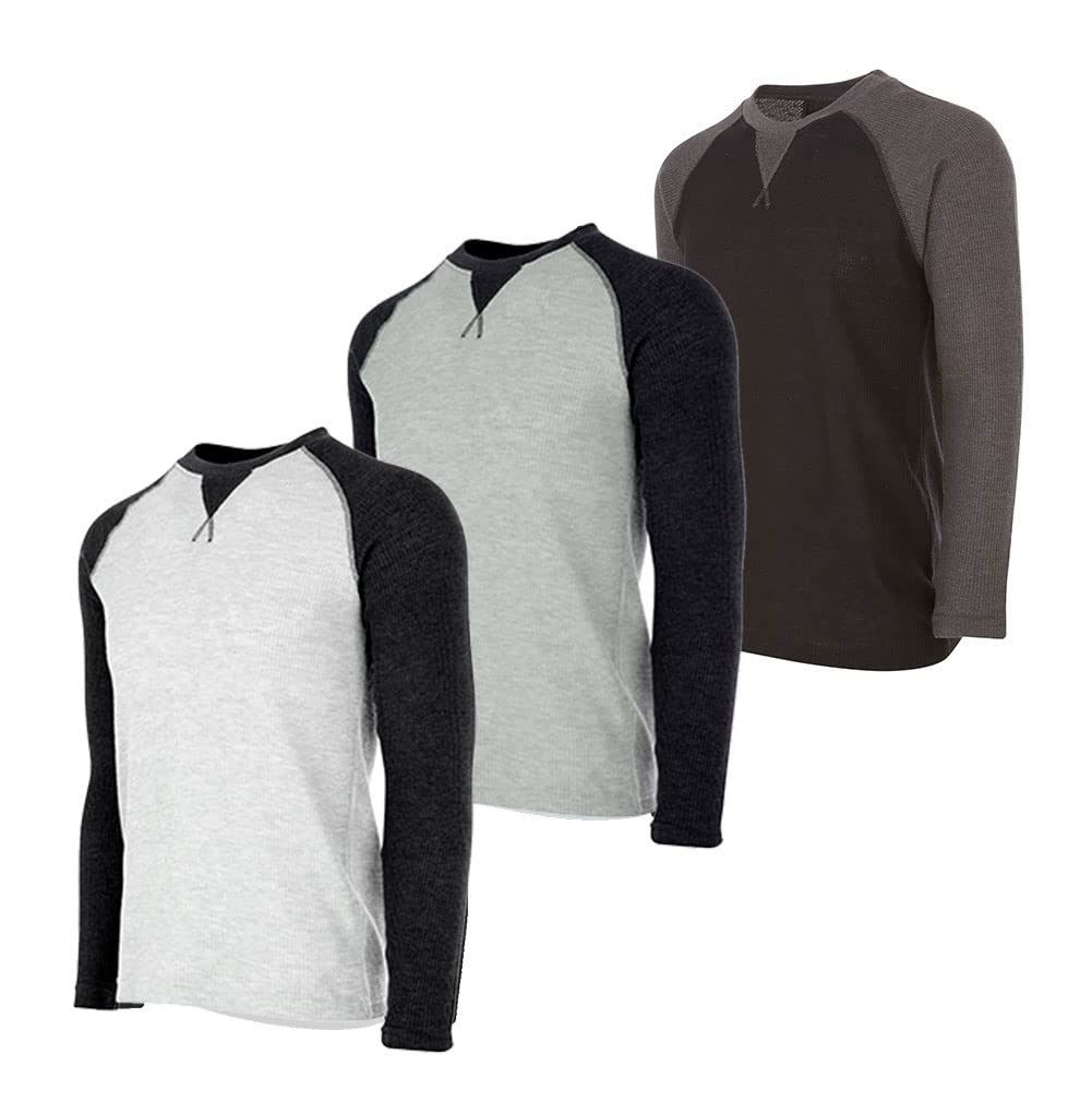 DARESAYMens Thermal Long Sleeve Shirt - Henley Top Base Layer for Tshirts & Jackets - Lightweight Thermal Shirt Mens - 3 & 4 Pack