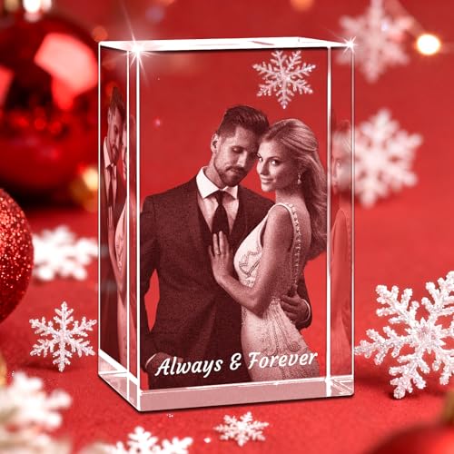 XSTZR Personalisierte 3D-Kristallfotos Individuell Geschenke mit Lasergravur, Gravur im Inneren des Kristalls mit Ihrem Foto für Frauen, Männer, Mutter,...