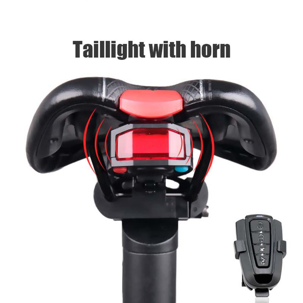 Baceyong Zestaw tylnych świateł rowerowych LED, alarm antykradzieżowy, ładowany przez USB, pilot zdalnego sterowania, ochrona przed kradzieżą, pilot zdalnego sterowania, lampa rowerowa USB