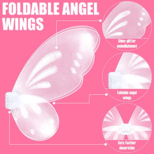 12 Pack Butterfly Fairy Angel Wings And Halos Sets For Kids Girls Angel Costume, Angel Dress Up Feather Costumes For Christmas Halloween Valentine's Day Pageants Plays Games Musical And Parties #TOP2