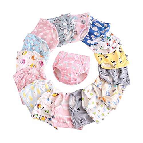 Image of Unisex Potty Underwear Cotton Toddler Boys and Girls Pee Training Underpants Waterproof Reusable Pants 6-Pack