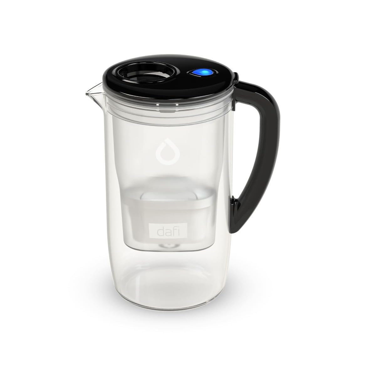 DAFI Szklany dzbanek filtrujący PRISMA LED 2,5 l czarny + 6 wkładów Unimax