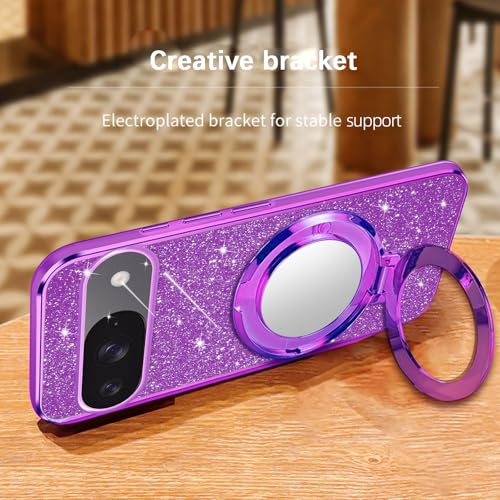 Coque violette pour Google Pixel 9 et 9 Pro avec anneau et miroir - 6