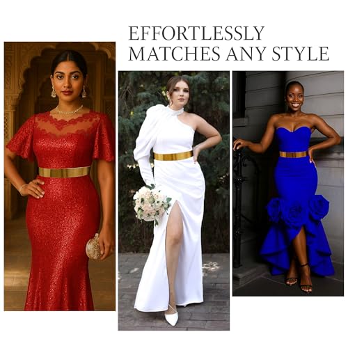 BABEYOND Metal Waistband Skinny Belt Elastic Waist Strap Stretchy Belt for Dress3