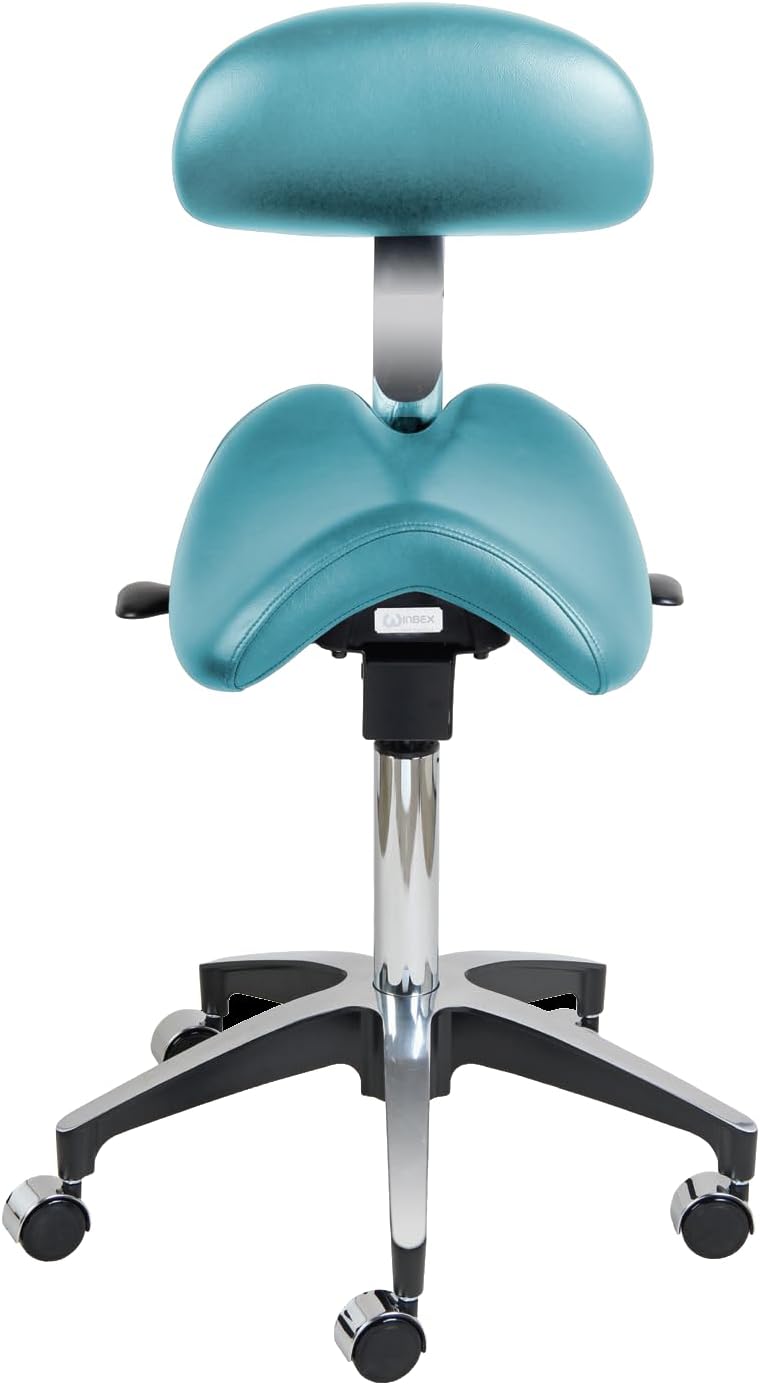 Professional Rimostool Deluxe Sleek Saddle Series Dental Rolling Saddle Seat Cusion Chair for Doctor's Office (Cobalt)