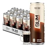 BUM Sugar-Free Energy Drink, Root Beer - Lightly Carbonated & No Artificial Colors, Natural Caffeine & Citicoline for Energy & Focus, Brain Boost & Workout Sports Beverage - 12 oz, Pack of 12