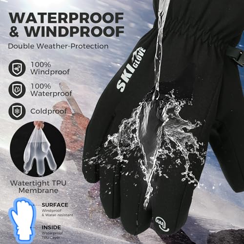 Zenuta Snow Ski Gloves Men, Waterproof Winter Gloves Men thumb #2