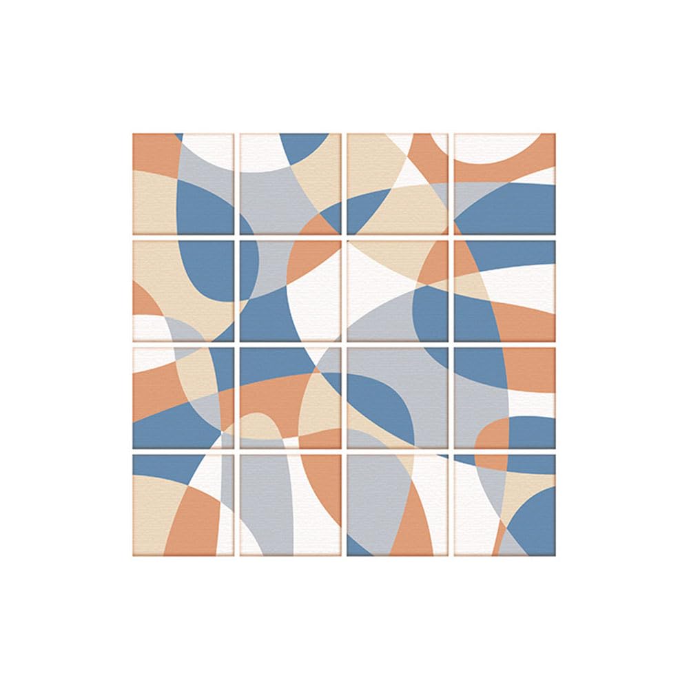 LMYSXAOZ Tile Stickers Stick on Tiles, Self Adhesive Wall Tiles for Bathroom Kitchen, Oil Proof DIY Peel and Floor Pattern Plaid 20x20cm (24PCS,Geometry)