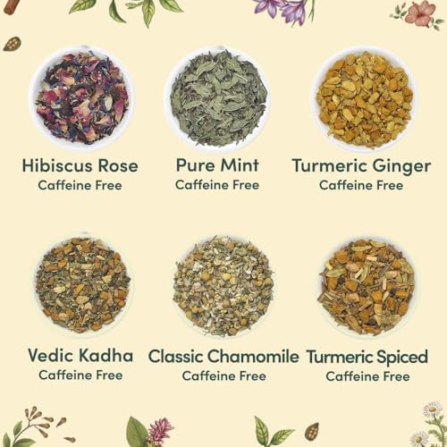 VAHDAM, Assorted Herbal Tea Variety Pack (6 Variants, 36 Tea Bags) Caffeine Free, Gluten Free, Non GMO | Eco Friendly Long Leaf Pyramid Tea Bags I Tea Gift Sets for Men and Women - Image 3