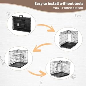   Wire-Dog-Crate-30-Inch-Double-Door-Folding-Dog-Cage-Wire-Dog-Kennel-with-Removable-Tray-Floor-Protecting-Feet-and-Handle-Medium-Crate-Dog