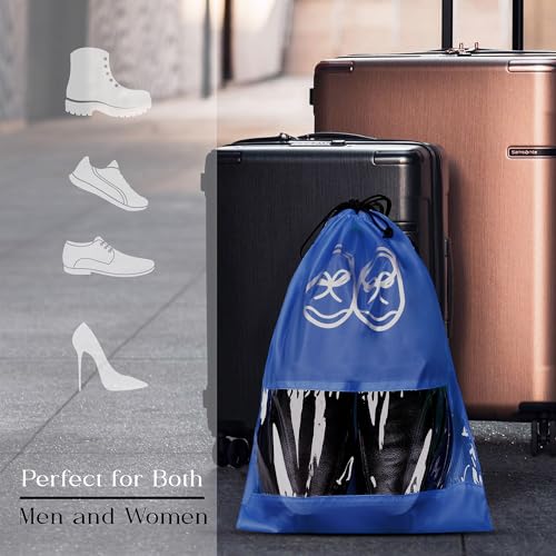 Image of Heart Home Pack of 24 Travel Shoe Organizer | Storage Bags | Travel Carrying Bag | Storage Organizers Set | Shoe Cover with Transparent Window | Shoe Dori Cover | Sky & Royal Blue