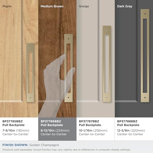 Image of Amerock Medora 8-13 /16 inch Golden Champagne Backplate | Decorative zinc cabinet hardware backplate designed to complement knobs and pulls while protecting cabinet surfaces