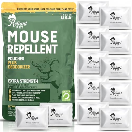 Reliant Pet Mouse Repellent Pouches - Rodent Repellent Made in USA (12 Pouches) - Keep Rodents Out...