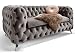 Produktbild Chesterfield Sofa Couch Stoff Samt 3 Sitzer 2 Sitzer Sessel 1 Sitzer Designer Möbel Emma (2-Sitzer, Silber-Grau)