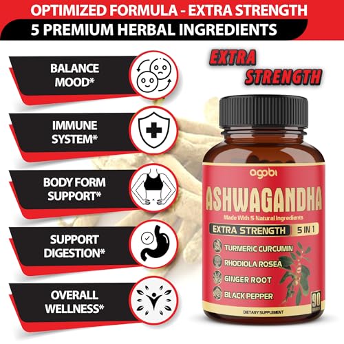 90 Capsules - Ashwagandha Supplement Capsules - Ginger Root, Turmeric, Rhodiola Rosea & Black Pepper - Image 4