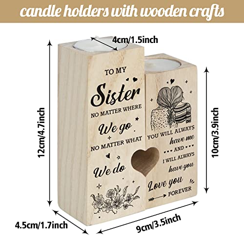 Niyewsor Christmas Sister Gifts from Sister, Heart Shaped Candle Holders Gifts for Sisters, Personalized Candle Gifts for Women Sister, Valentines Mothers Day Birthday Wedding Presents for Sister - Image 4