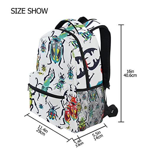 Bugs Beetles Watercolor Boys Girls Kids School Backpacks Bookbag, Elementary School Bag Travel Backpack Daypack4