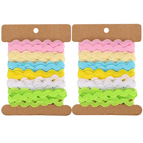 Catálogo para Comprar On-line Cintas en zigzag más recomendados. 48 Cinta Zigzag de Color, 2 Piezas, 8mm, Material de Poliéster, Manualidades y Decoración - Durabilidad y Color Brillante, Ideal para DIY y Accesorios de Pelo (2)