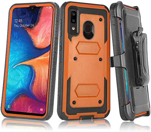 Telegaming Samsung A20 Case, Samsung A30/A50 Case, with Screen Protector Belt Clip Holster, Heavy Duty Shock Absorption Phone Case for Samsung A20/A30/A50- Orange
