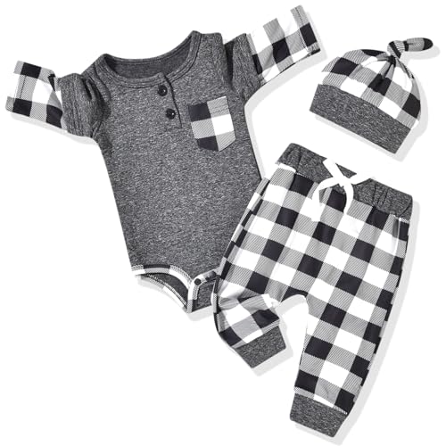 Image of Aalizzwell Newborn Infant Baby Boys Fall Winter Outfit