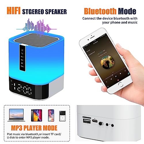 Bluetooth-Speaker-with-Night-Light-5-in-1-Alarm-Clock-48-Color-Changing-Touch-Bedside-Lamp-Bedroom-Wireless-Speaker-Cool-Stuff-Gift-Ideas-for-10-11-12-13-14-15-Year-Old-Teenage-GirlsBoy | A2Z Smartstore