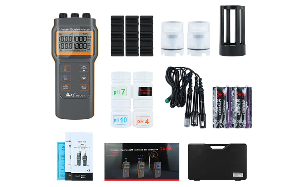 AZ-86031 5 in 1 Water Quality Meter Dissolved Oxygen Tester PH Meter PH Conductivity Salinity Temperature Meter AZ86031