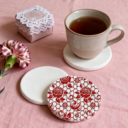 Image of 16 Pcs Floral Leaves Pattern Polymer Texture Clay Sheet Vintage Patterns Rubber Texture Mat for Polymer Clay Making Earrings Jewelry DIY Crafts 4 x 2.5 Inch