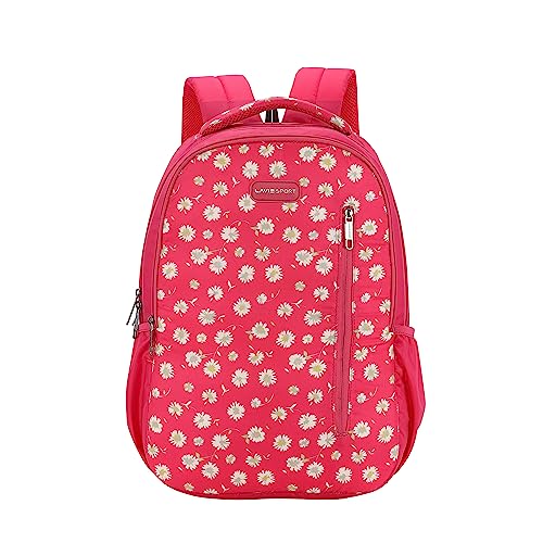 Lavie Sport Gerbera 26L Floral Printed School Backpack for Girls | Stylish and Trendy Casual Backpack