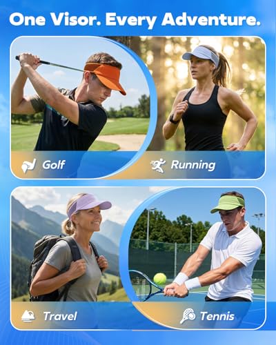 Image of Sport Sun Visor Hat for Women Men - Lightweight Stretchy Polyester Spandex Quick Dry Sweatband Wrinkle Resistant