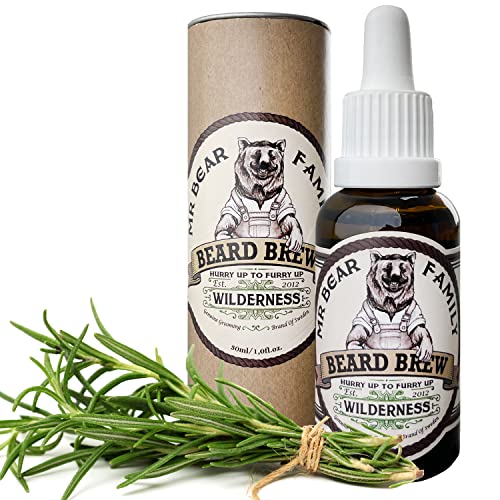 Mr Bear Family Beard Oil Men - Wilderness - nutre y favorece el crecimiento barba - aceite barba hombre con jojoba y aceite argán - Aceite para el cuidado barba hombre - aceite barba hidratante 30ml Cover