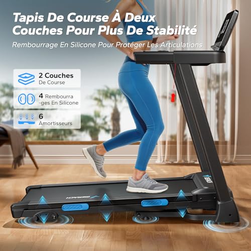 Tapis de Marche,Tapis de Course Pliable Inclinable,2.5HP Vitesse Réglable 0.8-12km/H Walking Pad,Tapis de Marche Inclinable,Treadmill avec Écran LED, Silencieux Exercice à Domicile et au Bureau – Image 5