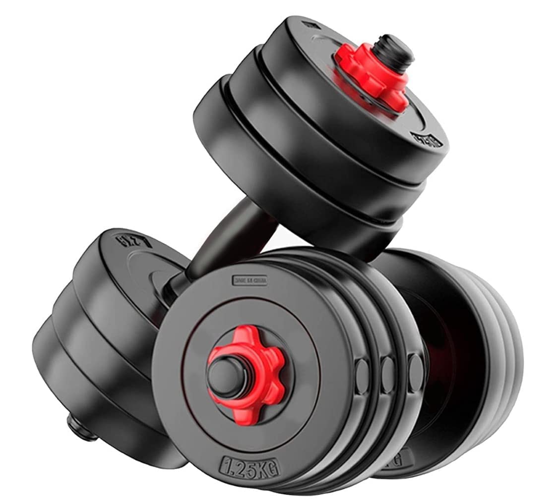 POWER FITNESS 10 Kg Pvc Plates Dumbbells Set, Black