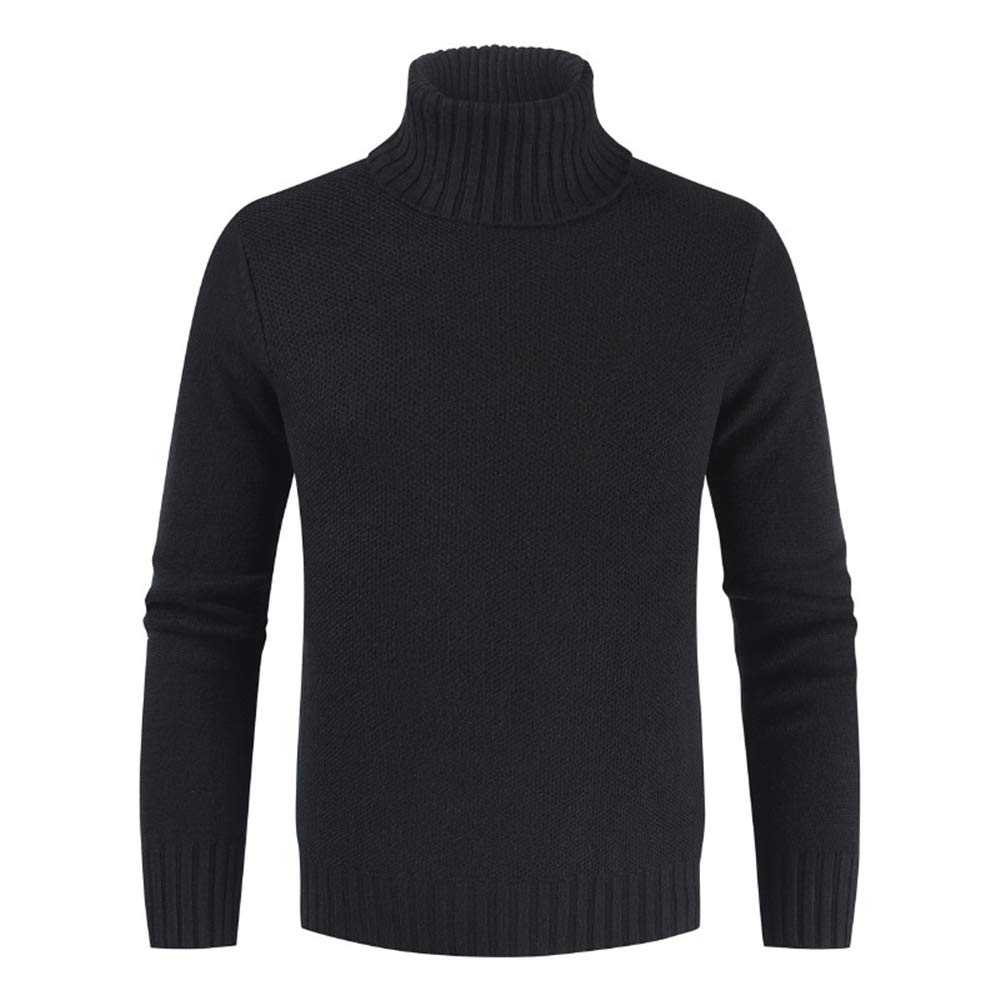 Prjn Men's D-Black Jumper Turtleneck Sweater Cable Knitted Pullover Jumpers Long Sleeve Basic Pullovers Slim Fit Knitwear Jumpers Slim Fit Turtleneck Twisted Knitted Pullover Jumpers