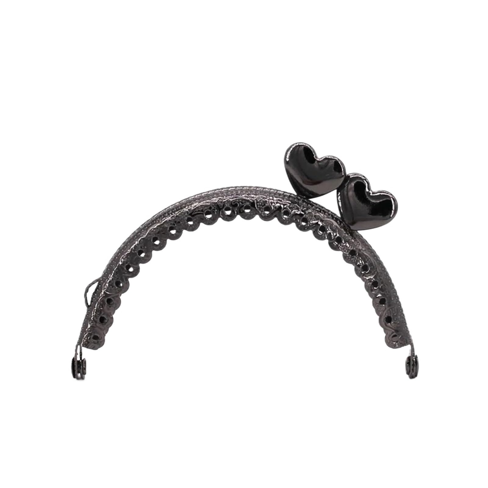 PVUVTNAHW 10PCS 8.5CM Heart Metal Purse Frame Semi-Circle Antique Bronze Silver Golden Black Coin Bag Frames(Gunblack)