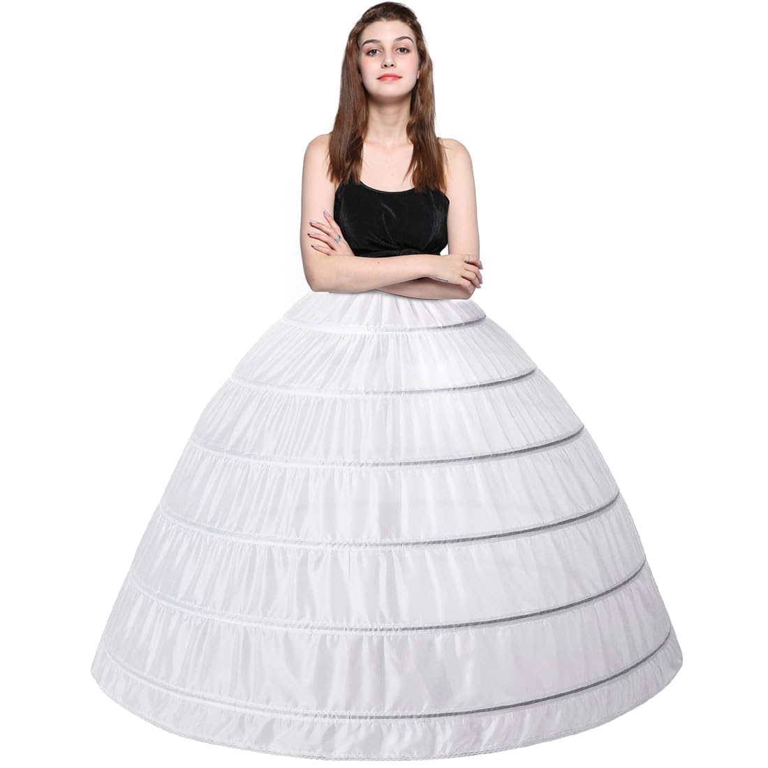 Besteamer Women's 6 Hoop Skirt Petticoat for Women Party Wedding Crinoline Slip Underskirt