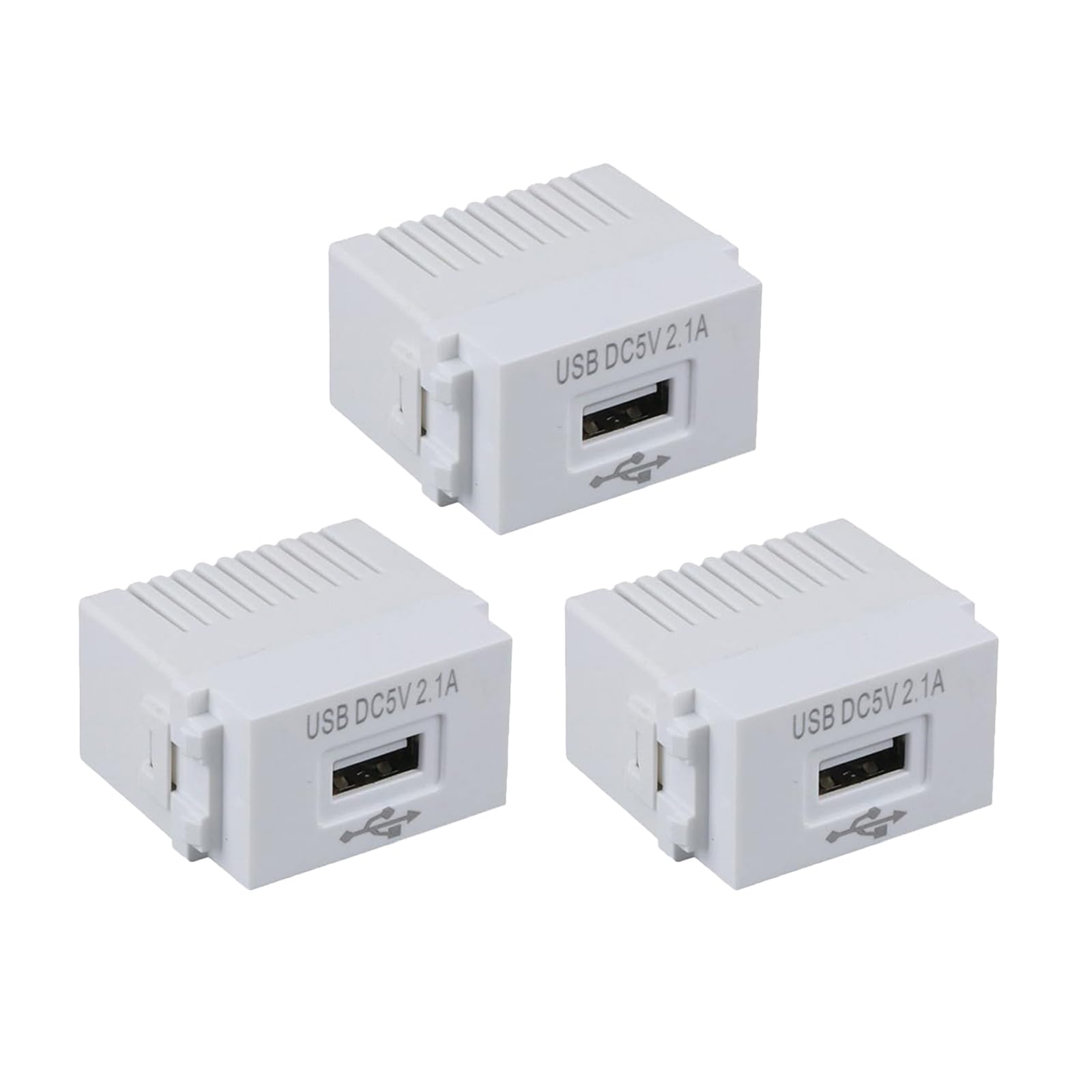 Moduł zasilania USB, 3 sztuki, podtynkowy zasilacz sieciowy: gniazdo 220 V na transformator 5 V, gniazdo USB 2,1 A, adapter przełączający do urządzeń USB, smartfonów (3 sztuki)