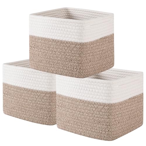OIAHOMY 9&rdquo;x9&rdquo;x7&rdquo; Storage Cubes, Cotton Rope Woven Baskets for Organizing, Cube Storage Bin...