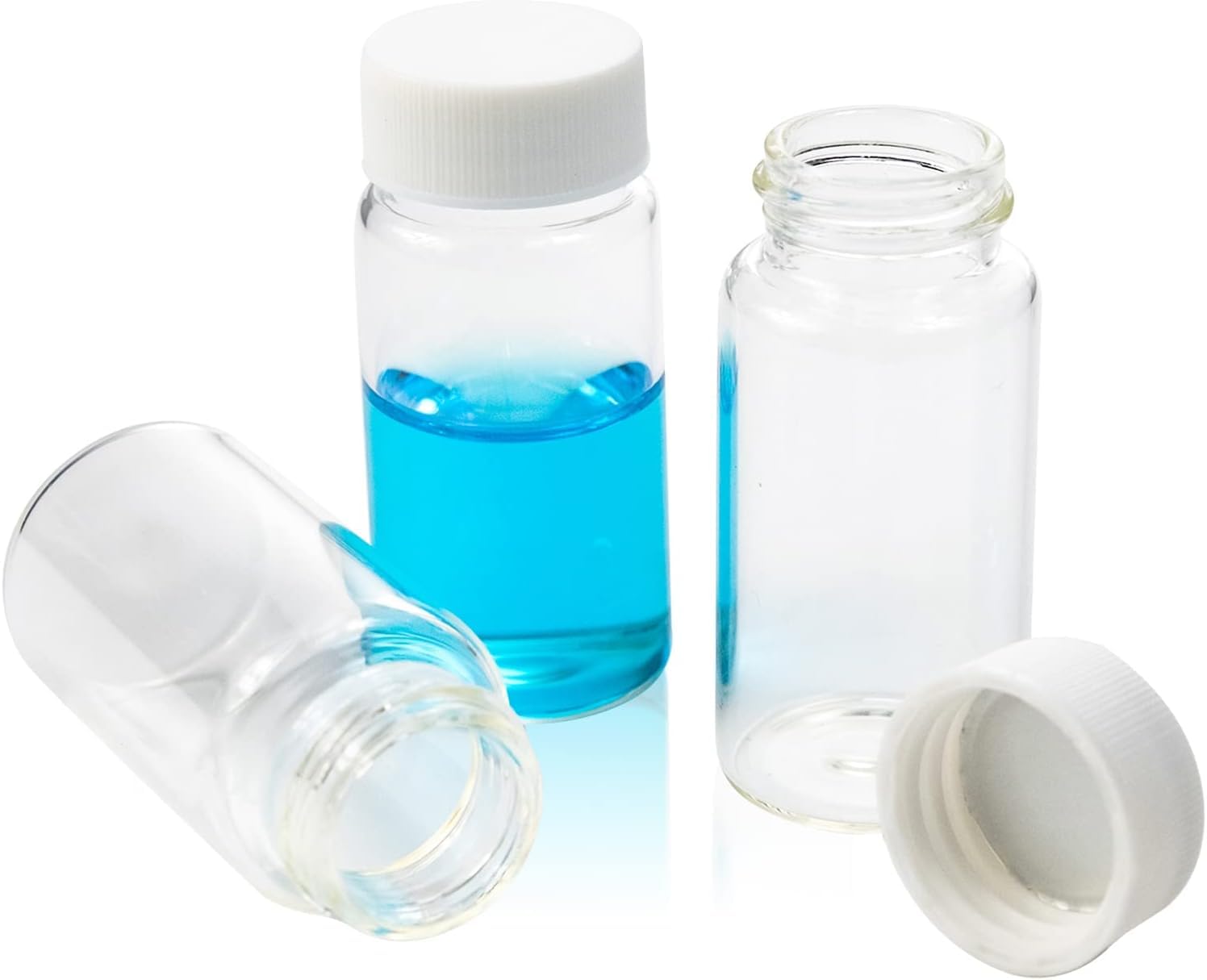 ALWSCI 100 Pezzi Fiale a Scintillazione da 20 ml Fiale per il Conteggio di Campioni a Scintillazione in vetro Borosilicato, Tappo a vite Bianco 22-400, Rivestimento in Foglio di Alluminio Argentato