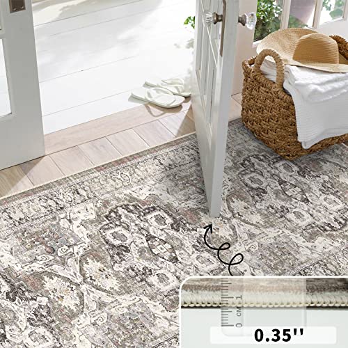 YOUFORTONG 2x10 Runner Rugs for Hallways Soft Kitchen Rug Non Slip Rug Runner with Rubber Backing for Bathroom Washable Non Shedding Farmhouse Runner Rug (Beige, 2X10)